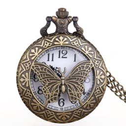 Vintage Butterfly Carving Hollow Design Pocket Watch Mens Womens Necklace Pendant Quartz Fob Watch Mens Womens Gifts