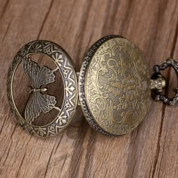 Vintage Butterfly Carving Hollow Design Pocket Watch Mens Womens Necklace Pendant Quartz Fob Watch Mens Womens Gifts