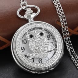 Gold Diamond Luxury Emerald Gem Pocket Watch Necklace Digital Pendant Chain Clock Fashion Sculpture Women's Men's Gift