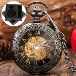 Vintage Luxury Mechanical Pocket Watch Men Xmas Gift Retro Hand-Winding Movement Roman Numerals Display Manual Pocket Timepiece