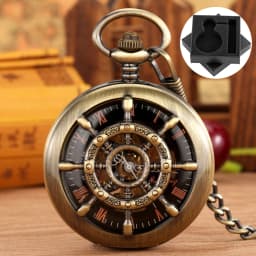 Vintage Luxury Mechanical Pocket Watch Men Xmas Gift Retro Hand-Winding Movement Roman Numerals Display Manual Pocket Timepiece
