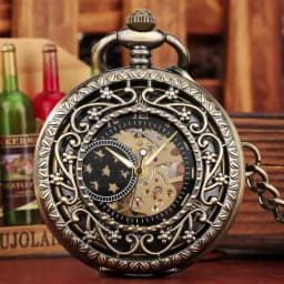 Vintage Luxury Mechanical Pocket Watch Men Xmas Gift Retro Hand-Winding Movement Roman Numerals Display Manual Pocket Timepiece