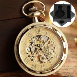 Vintage Luxury Mechanical Pocket Watch Men Xmas Gift Retro Hand-Winding Movement Roman Numerals Display Manual Pocket Timepiece