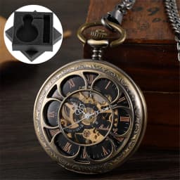 Vintage Luxury Mechanical Pocket Watch Men Xmas Gift Retro Hand-Winding Movement Roman Numerals Display Manual Pocket Timepiece