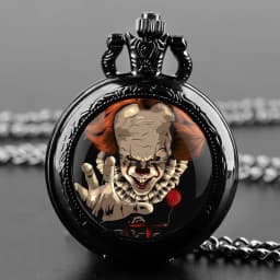 Creative Clown Design Glass Dome Quartz Pocket Watch Watch Children Student Birthday Gift Souvenir Men Women Necklace Pendant
