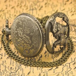 Steampunk Vintage Bronze Cutout Animal Wolf Quartz Pocket Watch Necklace Pendant Clock Chain Men Women Chain Gift