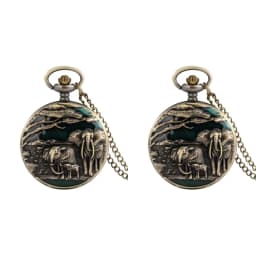 New Elephant Vivid Engraving Vintage Bronze Arabic Literal Quartz Large Pocket Watch Sweater Chain Men Women Pendant Clock Gift