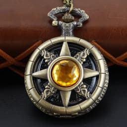 Antique Steampunk Hollow Green Crystal Emerald Imitation Stone Quartz Pocket Watch Necklace Woman Fob Watch TD2130