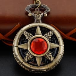 Antique Steampunk Hollow Green Crystal Emerald Imitation Stone Quartz Pocket Watch Necklace Woman Fob Watch TD2130