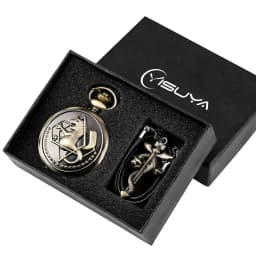 Fullmetal Alchemist Silver/Bronze Pocket Watch Pendant Men's Quartz Pocket Watch Japan Anime Necklace Clock High Grade Gifts Set