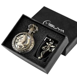 Fullmetal Alchemist Silver/Bronze Pocket Watch Pendant Men's Quartz Pocket Watch Japan Anime Necklace Clock High Grade Gifts Set