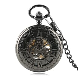 Red Copper Hollow Gearwheel Cover Hand Winding Mechaincal Pocket Watch With 30cm Chain Skeleton Dial Men Watches Clock Gifts