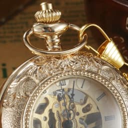 Luxury Gold Steampunk Pocket FOB Watches Chain engraving 2 Sides Open Case Hand Wind Mechanical Pocket Watches Relogio De Bolso