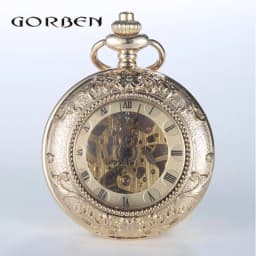 Luxury Gold Steampunk Pocket FOB Watches Chain engraving 2 Sides Open Case Hand Wind Mechanical Pocket Watches Relogio De Bolso