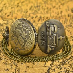 Vintage Bronze Clamshell Simple Carved Islamic Palace Necklace Quartz Pocket Watch Gift For Male And Female Students