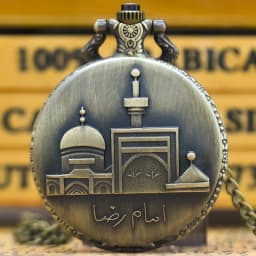 Vintage Bronze Clamshell Simple Carved Islamic Palace Necklace Quartz Pocket Watch Gift For Male And Female Students