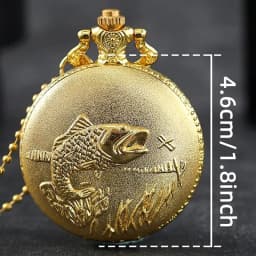 Best Gifts Luxury Gold Quartz Pocket Watch Design Fishes Necklace Pendant Pocket Watch Clock for Mens Womens