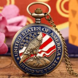 Classic American Presidential Torch Eagle Free Design Pocket Watch for Men and Women Vintage Quartz Arabic Numerals