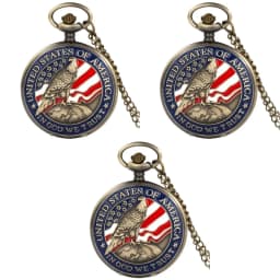 Classic American Presidential Torch Eagle Free Design Pocket Watch for Men and Women Vintage Quartz Arabic Numerals