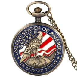 Classic American Presidential Torch Eagle Free Design Pocket Watch for Men and Women Vintage Quartz Arabic Numerals
