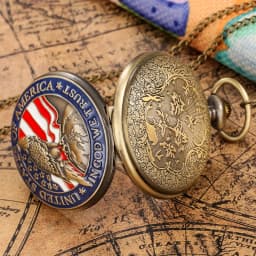 Classic American Presidential Torch Eagle Free Design Pocket Watch for Men and Women Vintage Quartz Arabic Numerals