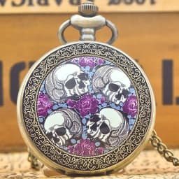 Vintage Bronze Silver Steampunk Clamshell Male And Female Students Gift Quartz Necklace Collection Commemorative Pocket Watch