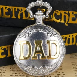 Vintage bronze carving DAD Fashion Quartz Pocket Watch Give Father Best Pendant Gift Collection Artwork