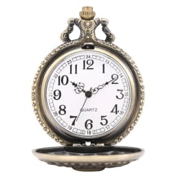 Vintage Bronze Gun Skull Defending Freedom Second Amendment Military Quartz Necklace Pocket Watch Pendant for Men Halloween Chri