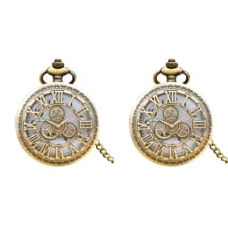 Vintage Bronze Steampunk Copper Cutout Gear Quartz Pocket Watch Necklace Pendant Clock Chain Men Women Chain Gift