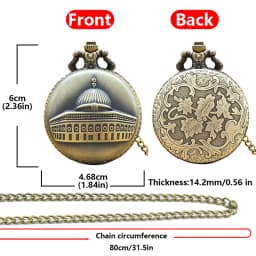 Vintage Bronze Clamshell Simple Carved Islamic Palace Necklace Quartz Pocket Watch Gift For Male And Female Students
