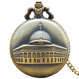 Vintage Bronze Clamshell Simple Carved Islamic Palace Necklace Quartz Pocket Watch Gift For Male And Female Students