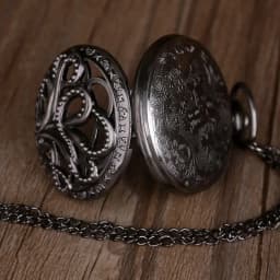 Vintage Hollow Black Bronze Octopus Quartz Pocket Watch with Necklace Chain Gift for Male Women Chronograph Hombre Relojes