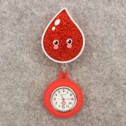 Glitter Acrylic Hospital Acrylic Pink Heart Stethoscope Lovely Nurse Doctor Alligator Clip Pocket Watches Medical Hang Clock