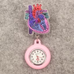Glitter Acrylic Hospital Acrylic Pink Heart Stethoscope Lovely Nurse Doctor Alligator Clip Pocket Watches Medical Hang Clock