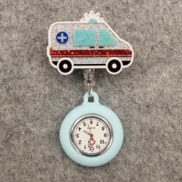 Glitter Acrylic Hospital Acrylic Pink Heart Stethoscope Lovely Nurse Doctor Alligator Clip Pocket Watches Medical Hang Clock