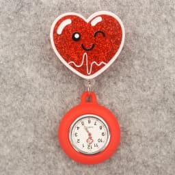 Glitter Acrylic Hospital Acrylic Pink Heart Stethoscope Lovely Nurse Doctor Alligator Clip Pocket Watches Medical Hang Clock