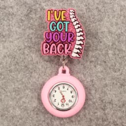 Glitter Acrylic Hospital Acrylic Pink Heart Stethoscope Lovely Nurse Doctor Alligator Clip Pocket Watches Medical Hang Clock