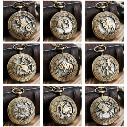 12 Creative Personality Necklace Constellations Pocket Watches Retro Pocket Watches Cheap Holiday Gifts