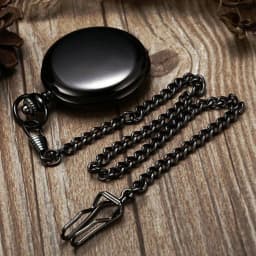 Retro Black Fashion Silver Smooth Steampunk Quartz Pocket Watch Stainless Steel Pendant 30CM Chain Gift Box for Men Women friend