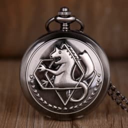 Antique FullMetal Alchemist Edward Elric Cosplay Quartz Pocket Watch with Pendant Necklace Men Women Fob Watch