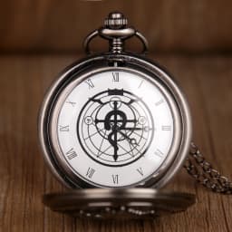 Antique FullMetal Alchemist Edward Elric Cosplay Quartz Pocket Watch with Pendant Necklace Men Women Fob Watch