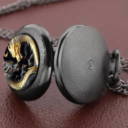 Yin Yang Design Dragons Glass Dome Vintage Quartz Pocket Watch Men Women Pendant Necklace Chain Clock Hours Watch Jewelry Gifts