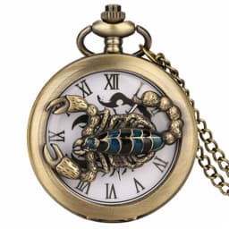Scorpion Carved Retro Roman Numerals Unisex Quartz Pocket Watch Necklace Watch Pendant Pocket Watch