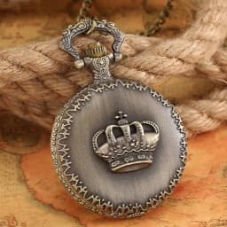 Crown Display Bronze Necklace Pendant Pocket Watch Sweater Chain Pocket Clock Collection Antique Watches Gifts Men Women Kids