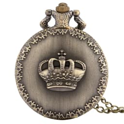 Crown Display Bronze Necklace Pendant Pocket Watch Sweater Chain Pocket Clock Collection Antique Watches Gifts Men Women Kids