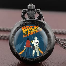 Back to the Future Pocket Watch Necklace Pendant Multi Pattern Retro Silver Chain Fashion Accessory for Women Men Movie theme
