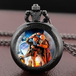 Back to the Future Pocket Watch Necklace Pendant Multi Pattern Retro Silver Chain Fashion Accessory for Women Men Movie theme