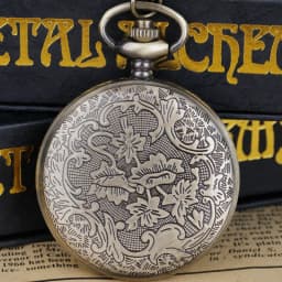 Vintage Arabic numerals face hollowed-out carving jade quartz pocket watch Bronze elegant style ladies gift clothing accessories
