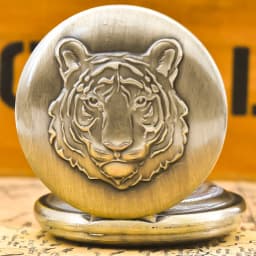 Steampunk Vintage Bronze Animal Tiger Quartz Pocket Watch Necklace Pendant Clock Chain Men Women Chain Gift