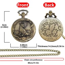 Vintage Steampunk Handsome Dragon Carved Quartz Pocket Watch Necklace Pendant Clock Chain Men's and Women's Gifts